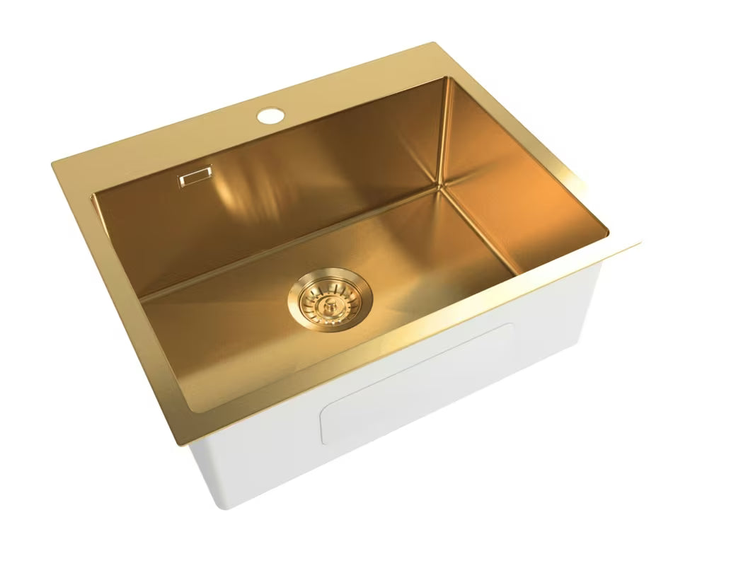Kuhinjski sudoper od nehrđajućeg čelika SAT Aurum u izvedbi gold, pro ugradnja na radnu ploču