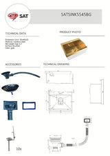 Kuhinjski sudoper od nehrđajućeg čelika SAT Aurum u izvedbi gold, pro ugradnja na radnu ploču