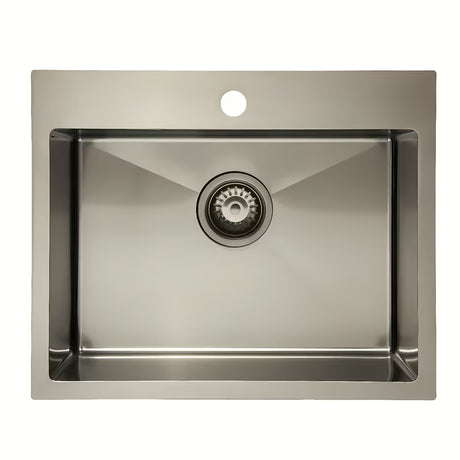 Kuhinjski jednostruki sudoper od nehrđajućeg čelika SAT Aurum gun metal, pro ugradnja na radnu ploču, bez ocjedne plohe