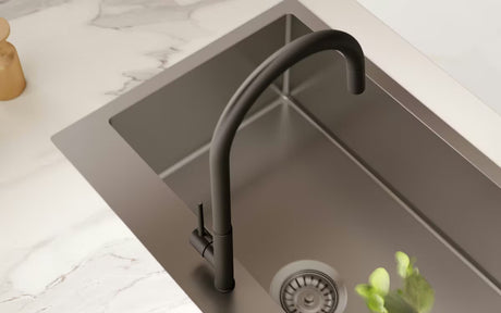 Kuhinjski inox jednostruki sudoper SAT Aurum gun metal, montaža na radnu ploču, 68x45x21 cm.