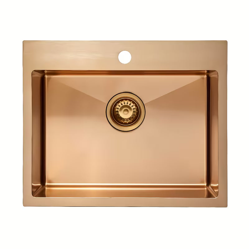 Sudoper  SAT Aurum od brušenog nehrđajućeg čelika u boji rose gold, montaža na radnu ploču.