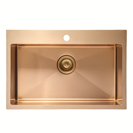 Kuhinjski jednostruki sudoper SAT Aurum rose gold od brušenog nehrđajućeg čelika, montaža na radnu ploču