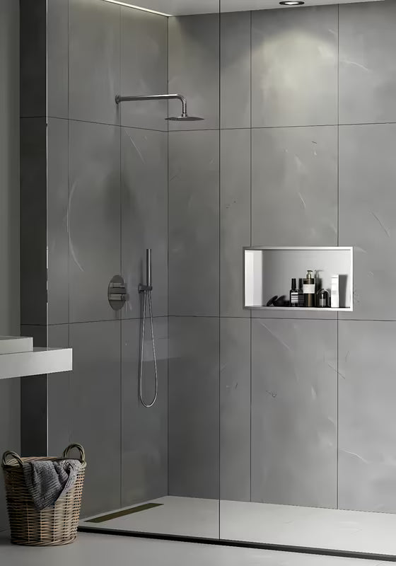 Tuš niša SAT Aurum od nehrđajućeg čelika u boji brušenog čelika s okvirom