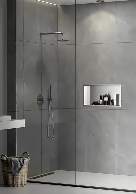 Tuš niša SAT Aurum od nehrđajućeg čelika u boji brušenog čelika s okvirom