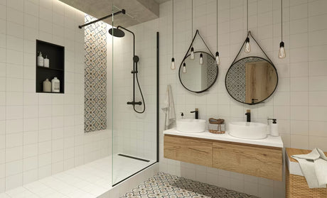 Tuš niša SAT Aurum od nehrđajućeg čelika u mat crnoj boji s okvirom i dodatnom policom