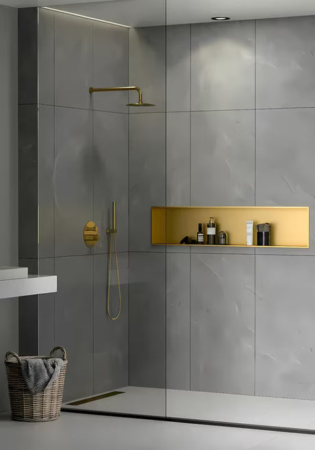 Zlatna kupaonska niša SAT Aurum od nehrđajućeg čelika 304 s okvirom