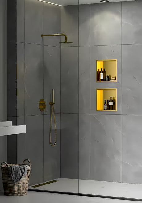 Ugradbena polica SAT Aurum u brušenom zlatnom PVD-u od nehrđajućeg čelika 304