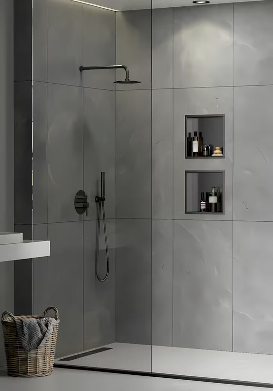 Ugradbena polica SAT Aurum u boji gun metal od nehrđajućeg čelika 304 pro modernu kupaonicu