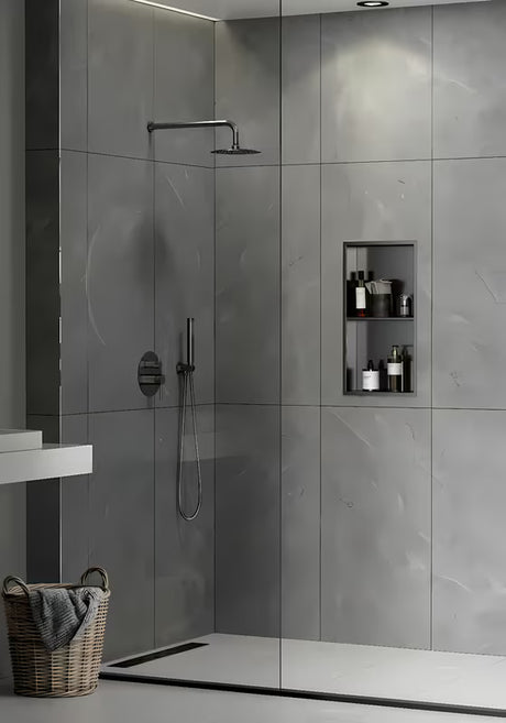 Tuš niša SAT Aurum od nehrđajućeg čelika 304 u boji gun metal s okvirom i dodatnom policom