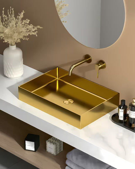 SAT Aurum umivaonik na ploču od nehrđajućeg čelika u boji gold, 55 x 38 cm.