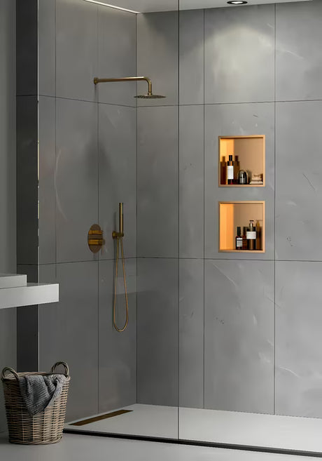 Tuš niša SAT Aurum od nehrđajućeg čelika u boji brušenog rose gold s okvirom