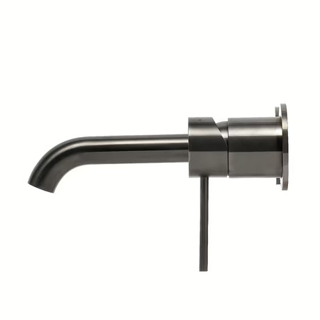 Podžbukna jednoručna baterija miješalica za umivaonik SAT Aurum u izvedbi brušeni gun metal s okruglim dizajnom.
