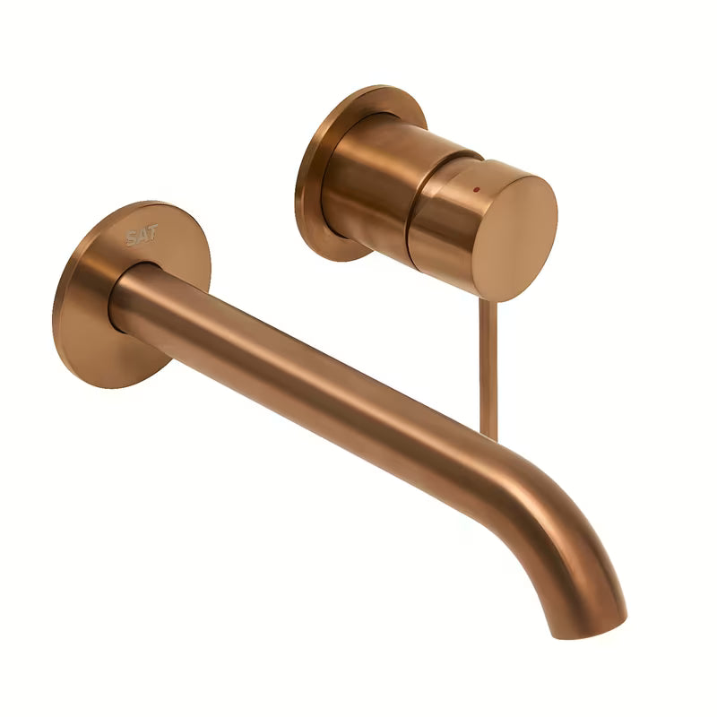 Podžbukna miješalica za umivaonik SAT Aurum u izvedbi rose gold brushed s okruglim dizajnom.
