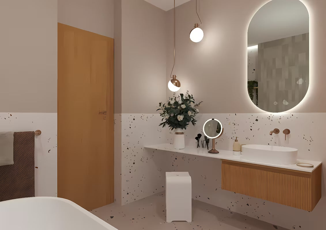 Podžbukna miješalica za umivaonik SAT Aurum u izvedbi rose gold brushed s okruglim dizajnom.