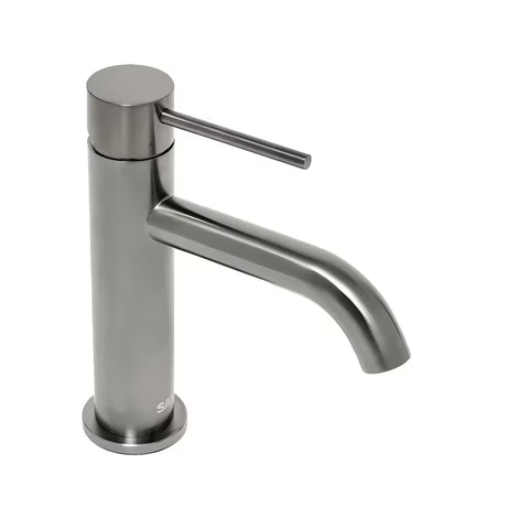 Jednoručna Baterija stojeća miješalica za umivaonik SAT Aurum u izvedbi brušeni gun metal bez odvoda.