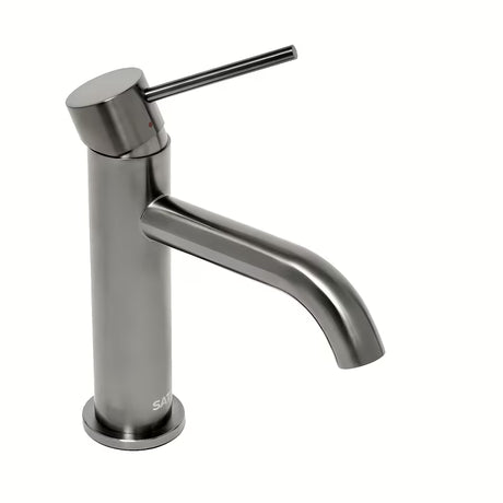 Jednoručna Baterija stojeća miješalica za umivaonik SAT Aurum u izvedbi brušeni gun metal bez odvoda.