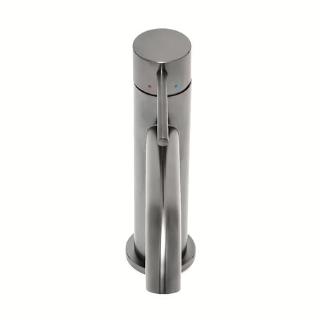 Jednoručna Baterija stojeća miješalica za umivaonik SAT Aurum u izvedbi brušeni gun metal bez odvoda.