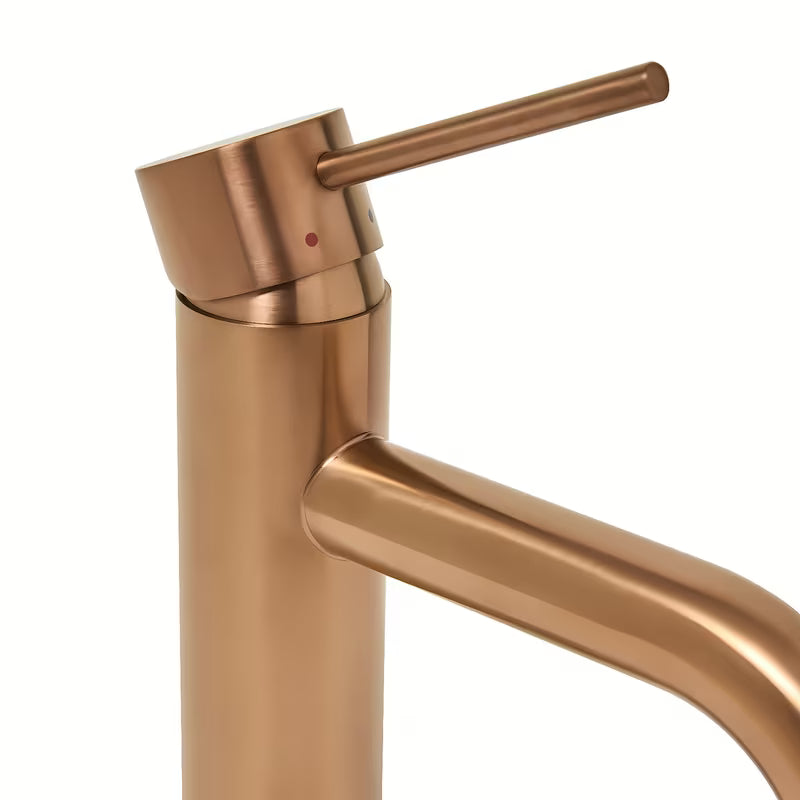 Jednoručna Baterija stojeća miješalica za umivaonik SAT Aurum u izvedbi rose gold brushed bez odvoda