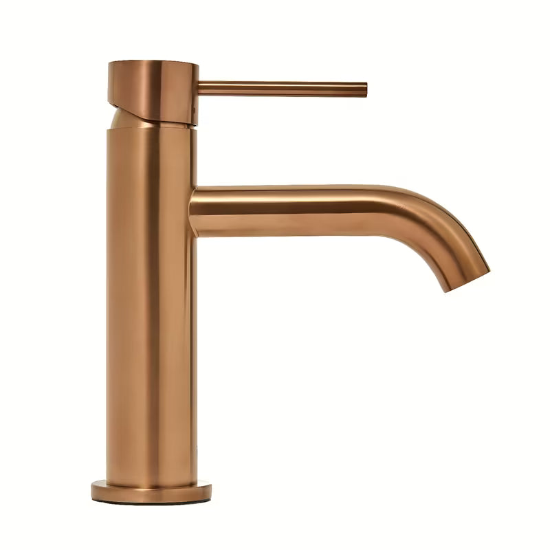 Jednoručna Baterija stojeća miješalica za umivaonik SAT Aurum u izvedbi rose gold brushed bez odvoda