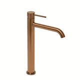Visoka jednoručna baterija miješalica za umivaonik SAT Aurum u završnoj obradi rose gold brushed s okruglim dizajnom