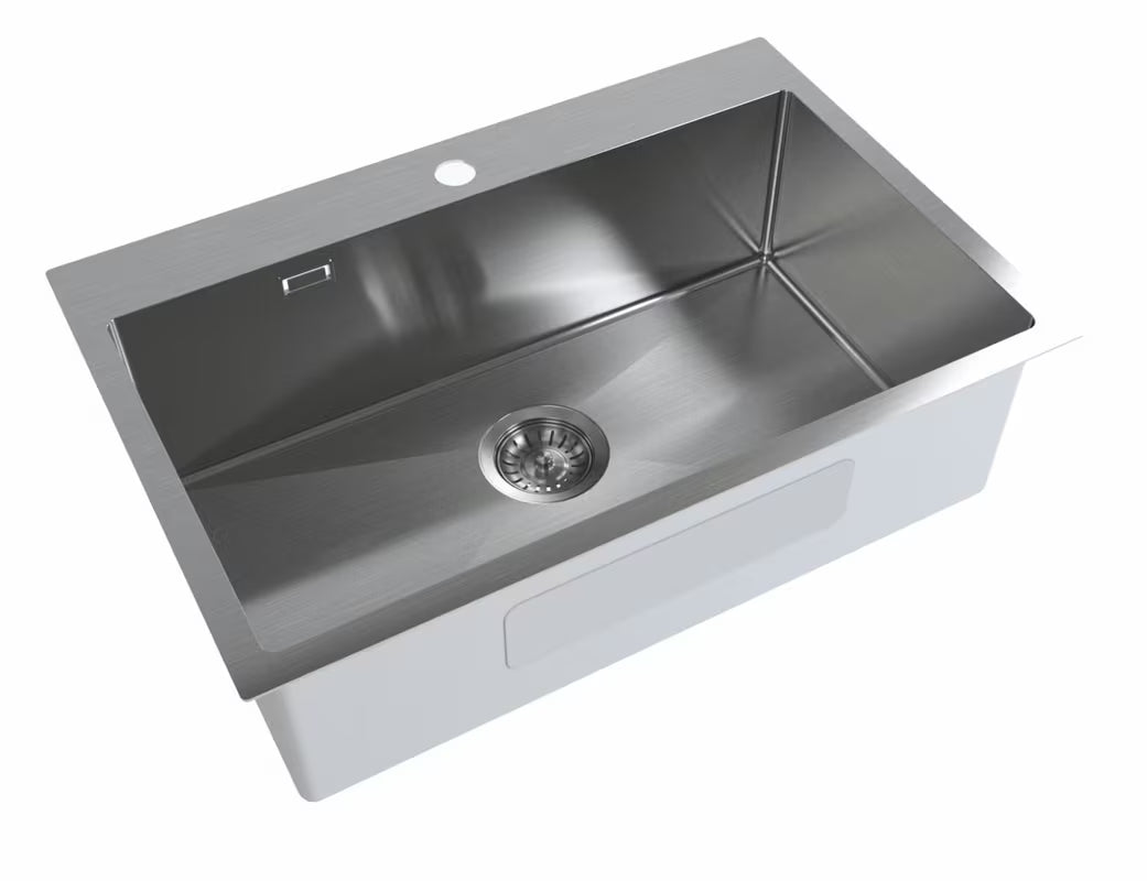 Kuhinjski inox jednostruki sudoper SAT Aurum gun metal, montaža na radnu ploču, 68x45x21 cm.