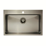 Kuhinjski inox jednostruki sudoper SAT Aurum gun metal, montaža na radnu ploču, 68x45x21 cm.
