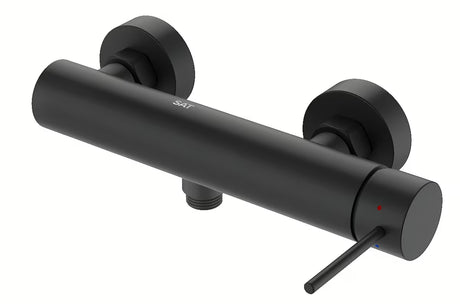 Zidna jednoručna baterija miješalica za tuš SAT Aurum u mat crnoj boji s okruglim dizajnom