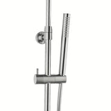 Tuš sustav SAT Aurum s termostatskom miješalicom u brušenoj izvedbi gun metal s nadglavnim i ručnim tušem.