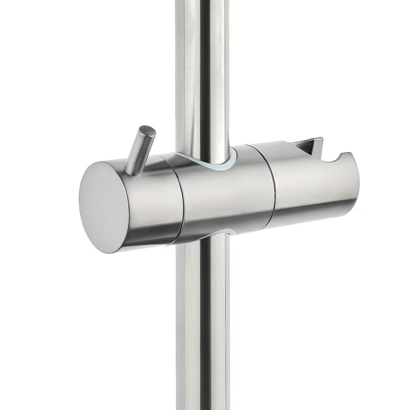 Tuš sustav SAT Aurum s termostatskom miješalicom u brušenoj izvedbi gun metal s nadglavnim i ručnim tušem.