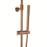 Tuš sustav SAT Aurum s termostatskom miješalicom u izvedbi rose gold brushed s nadglavnim i ručnim tušem.