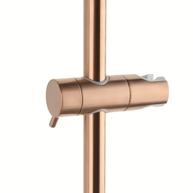 Tuš sustav SAT Aurum s termostatskom miješalicom u izvedbi rose gold brushed s nadglavnim i ručnim tušem.