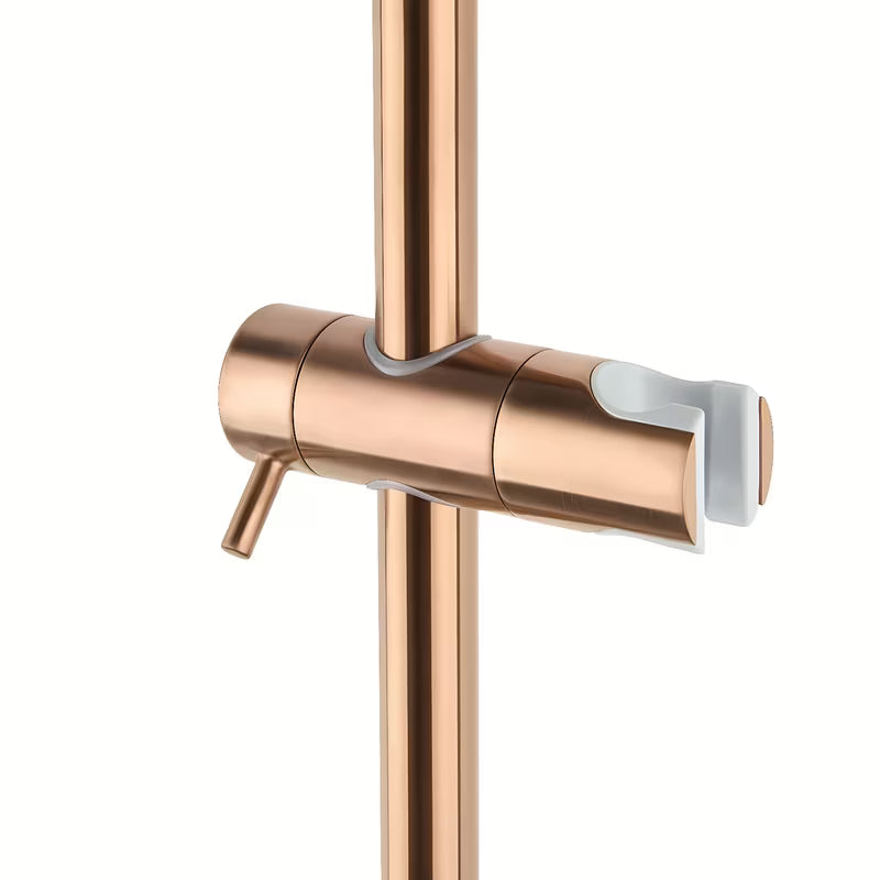 Tuš sustav SAT Aurum s termostatskom miješalicom u izvedbi rose gold brushed s nadglavnim i ručnim tušem.