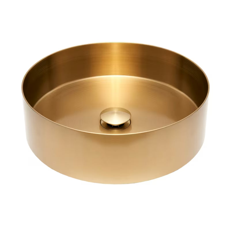 Okrugli umivaonik na ploču SAT Aurum 38 cm u brušenom zlatnom finišu cool sunrise s tankim stijenkama