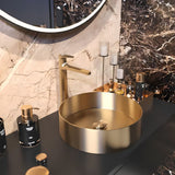 Okrugli umivaonik na ploču SAT Aurum 38 cm u brušenom zlatnom finišu cool sunrise s tankim stijenkama