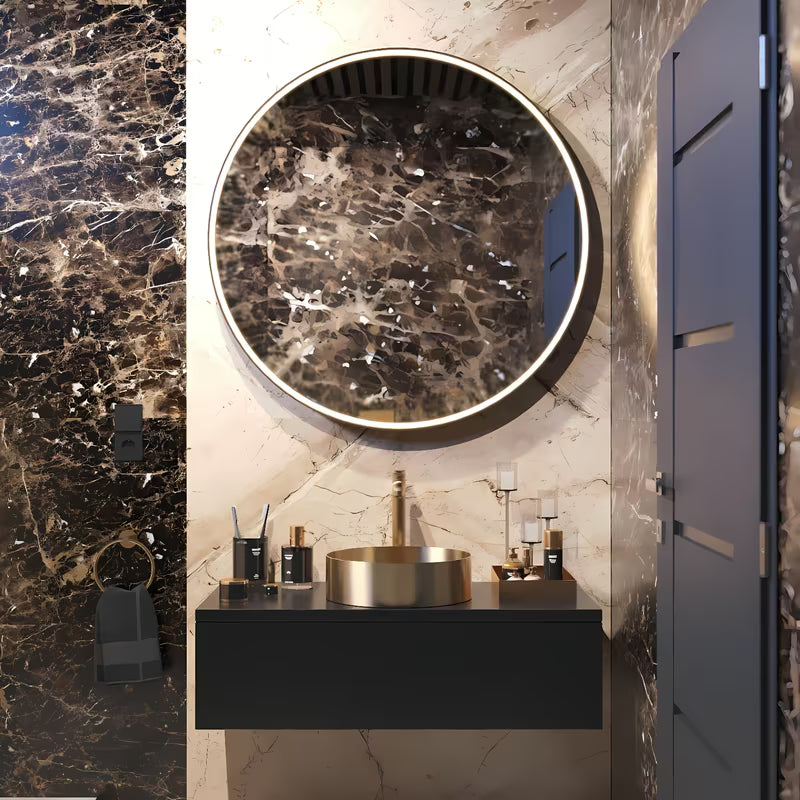 Okrugli umivaonik na ploču SAT Aurum 38 cm u brušenom zlatnom finišu cool sunrise s tankim stijenkama