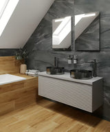 Okrugli umivaonik na ploču SAT Aurum od brušenog nehrđajućeg čelika u boji gun metal