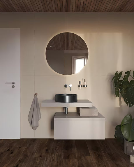 Okrugli umivaonik na ploču SAT Aurum od brušenog nehrđajućeg čelika u boji gun metal