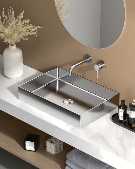 SAT Aurum umivaonik na ploču od nehrđajućeg čelika u inox boji, dimenzija 55 x 38 cm