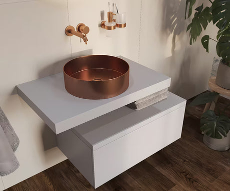 Okrugli umivaonik na ploču SAT Aurum 38 cm u brušenoj rose gold boji s tankim stijenkama