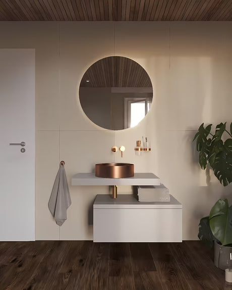 Okrugli umivaonik na ploču SAT Aurum 38 cm u brušenoj rose gold boji s tankim stijenkama