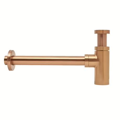Mjedeni sifon za umivaonik SAT Aurum u boji rose gold, okruglog dizajna i promjera 32 mm.