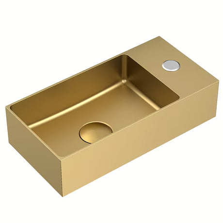 Viseće inox mali umivaonik SAT Aurum 36,5 x 18 cm u brušenom zlatnom finišu