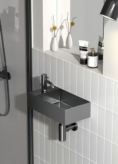 Viseće inox mali umivaonik SAT Aurum 36,5 x 18 cm u boji gun metal