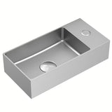 Viseće mali umivaonik SAT Aurum od nehrđajućeg čelika u inox boji, dimenzija 36,5 x 18 cm.