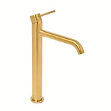 Visoka jednoručna baterija miješalica za umivaonik SAT Aurum u obradi brušeno zlato s okruglim dizajnom