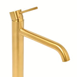 Visoka jednoručna baterija miješalica za umivaonik SAT Aurum u obradi brušeno zlato s okruglim dizajnom