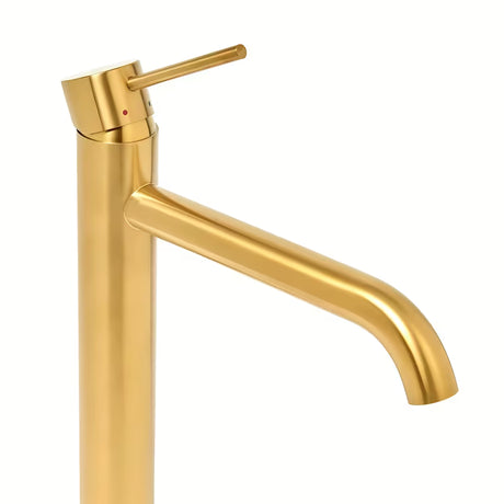 Visoka jednoručna baterija miješalica za umivaonik SAT Aurum u obradi brušeno zlato s okruglim dizajnom