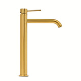 Visoka jednoručna baterija miješalica za umivaonik SAT Aurum u obradi brušeno zlato s okruglim dizajnom