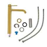 Visoka jednoručna baterija miješalica za umivaonik SAT Aurum u obradi brušeno zlato s okruglim dizajnom