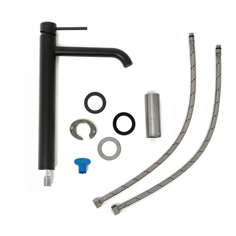 Visoka miješalica za Umivaonik SAT Aurum u mat crnoj boji s okruglim dizajnom